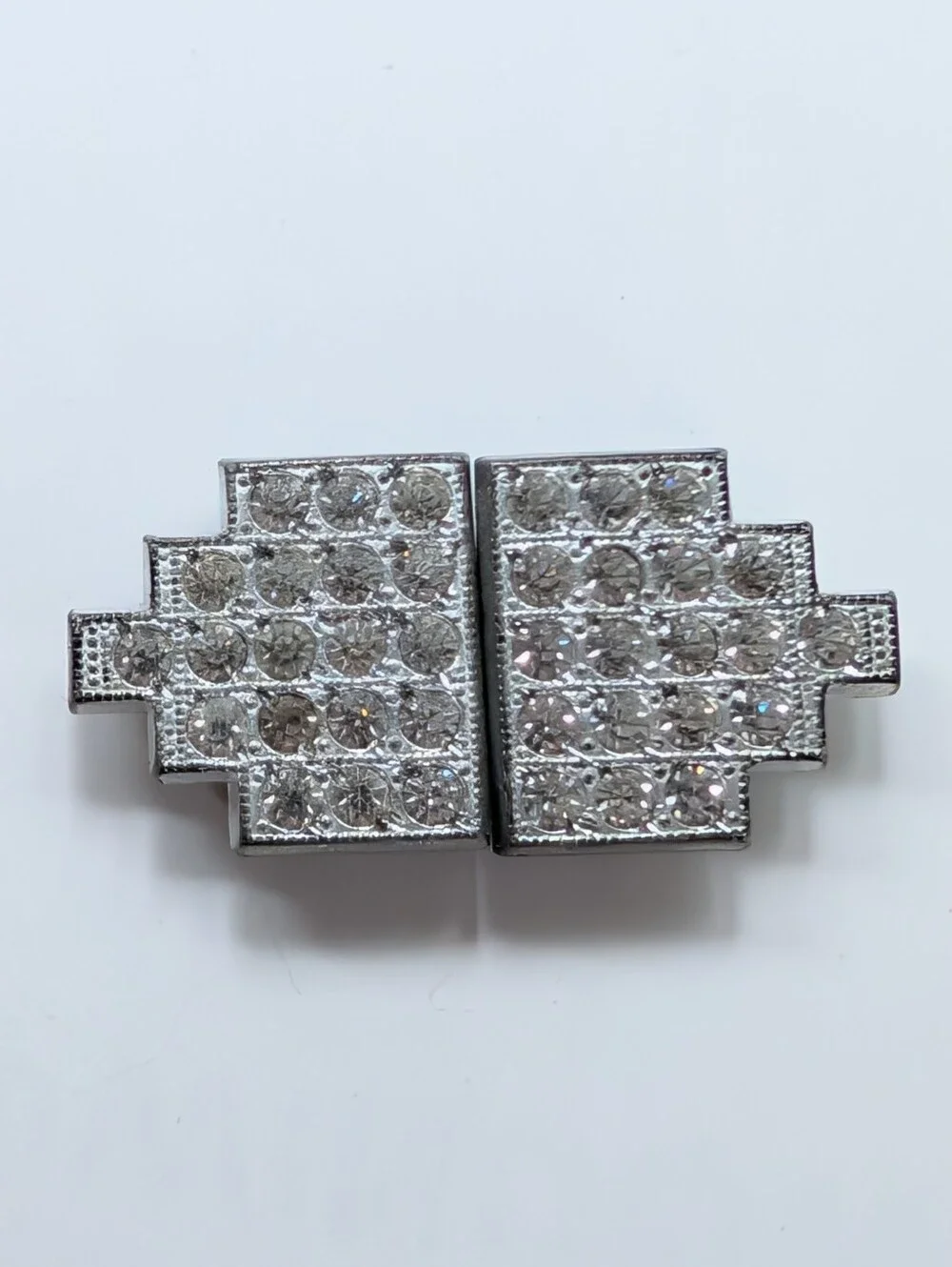 Vintage Silver Tone Art Deco Pave Rhinestone  Collectible Evening Belt Buckle